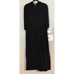 Lauren Ralph Lauren Black Hoodie Maxi Dress Long Sleeve Zip Pocket Size L